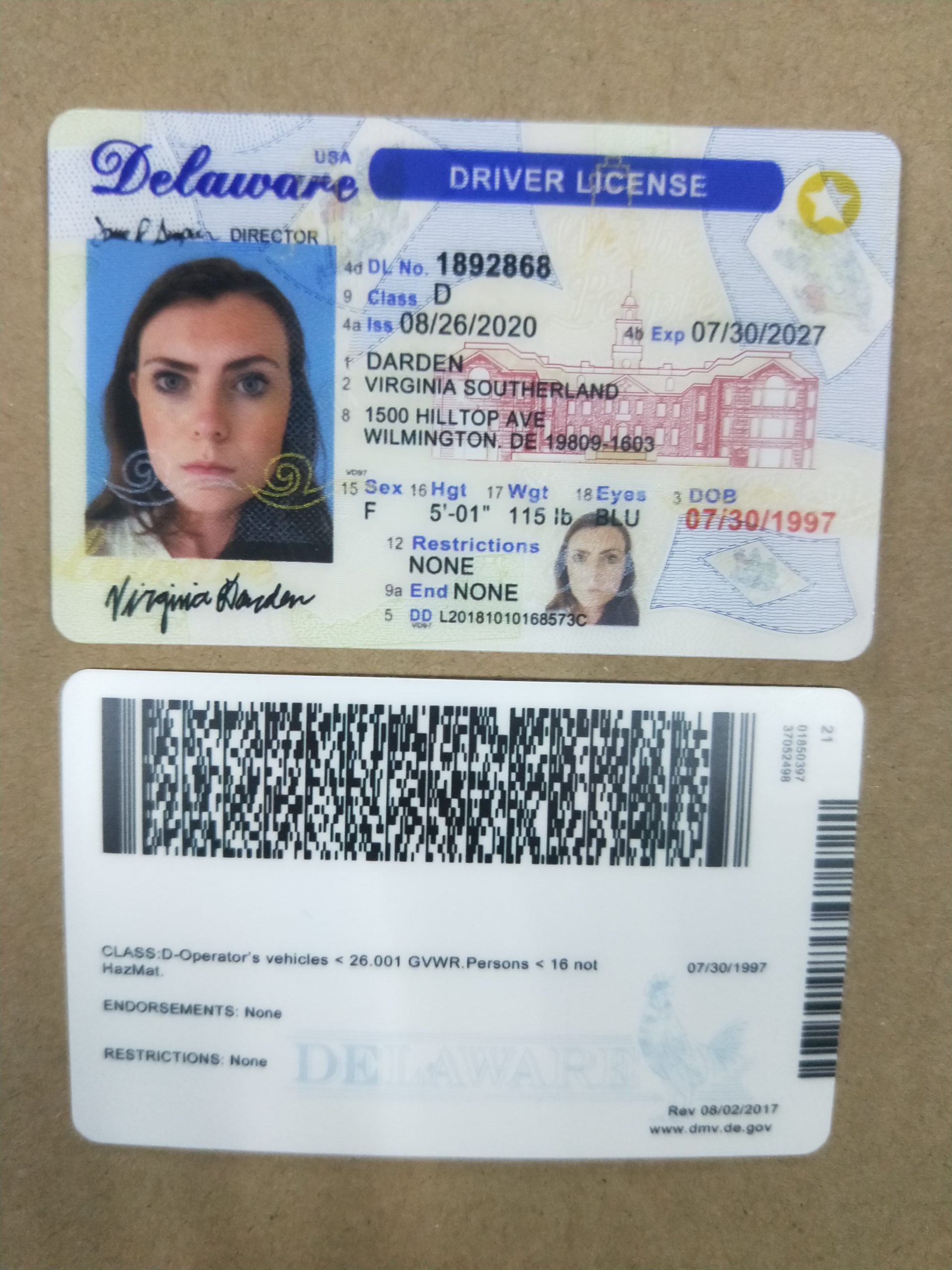 Delaware Fake Id Front And Back