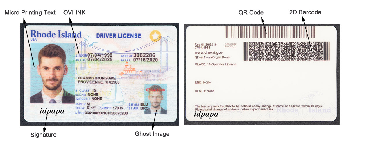 Rhode Island Scannable Fake Id Front And Back